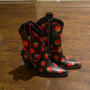 Dolls Kill X Strawberry Shortcake cowgirl boots